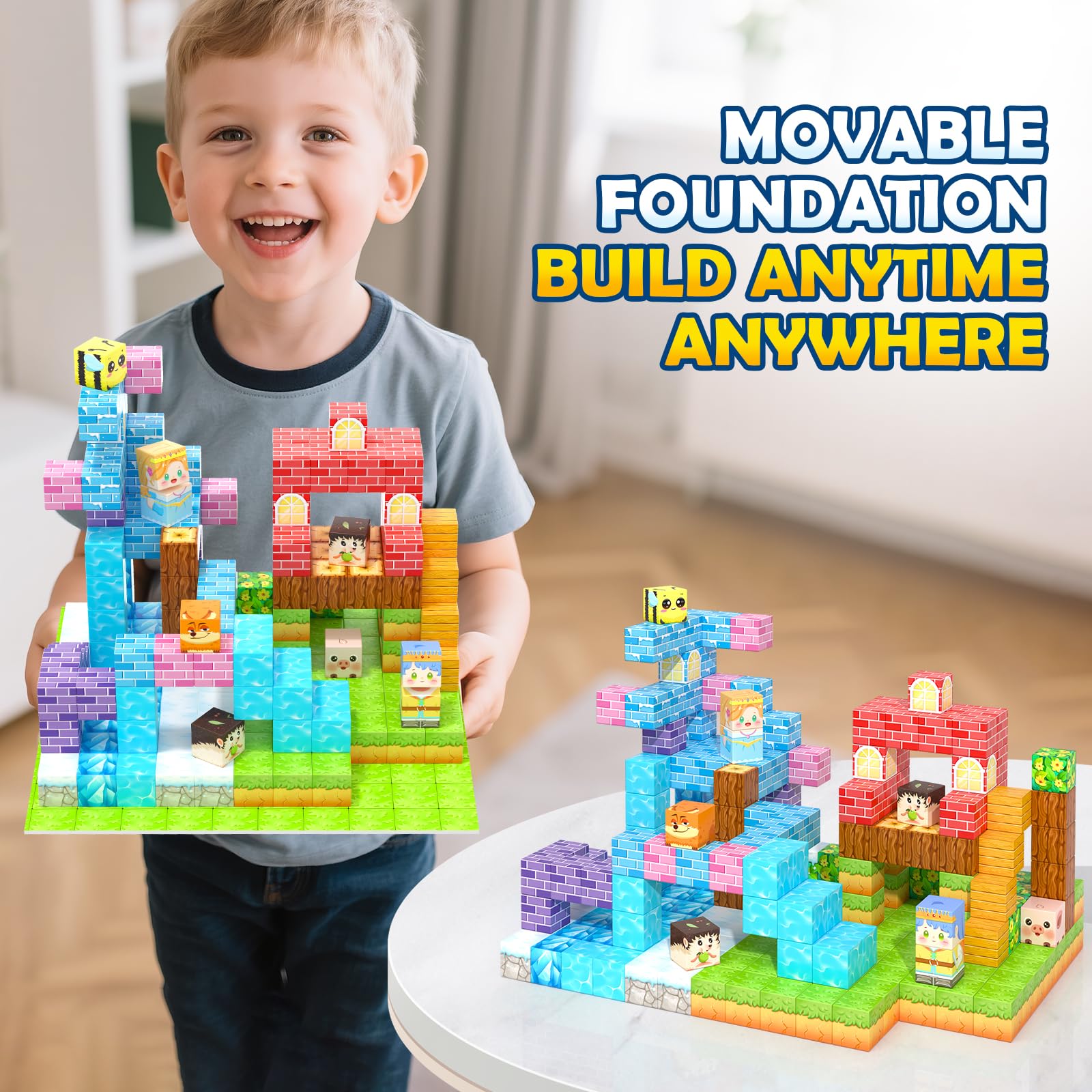 Magworld Magnetic Blocks 150PCS with Magnetic Board STEM Building Kids Toys