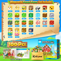 Magworld Magnetic Blocks 100PCS Forest Farm Edition Sensory STEM Toys for Boys & Girls