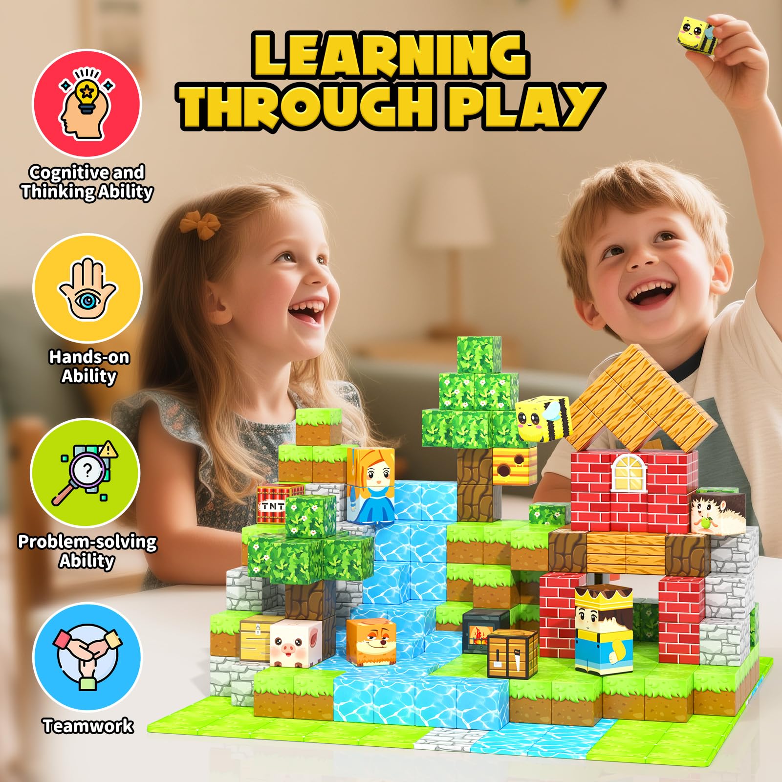Magworld 100 PCS Magnetic Blocks Compatible STEM Stacking Building Toys Forest-themed