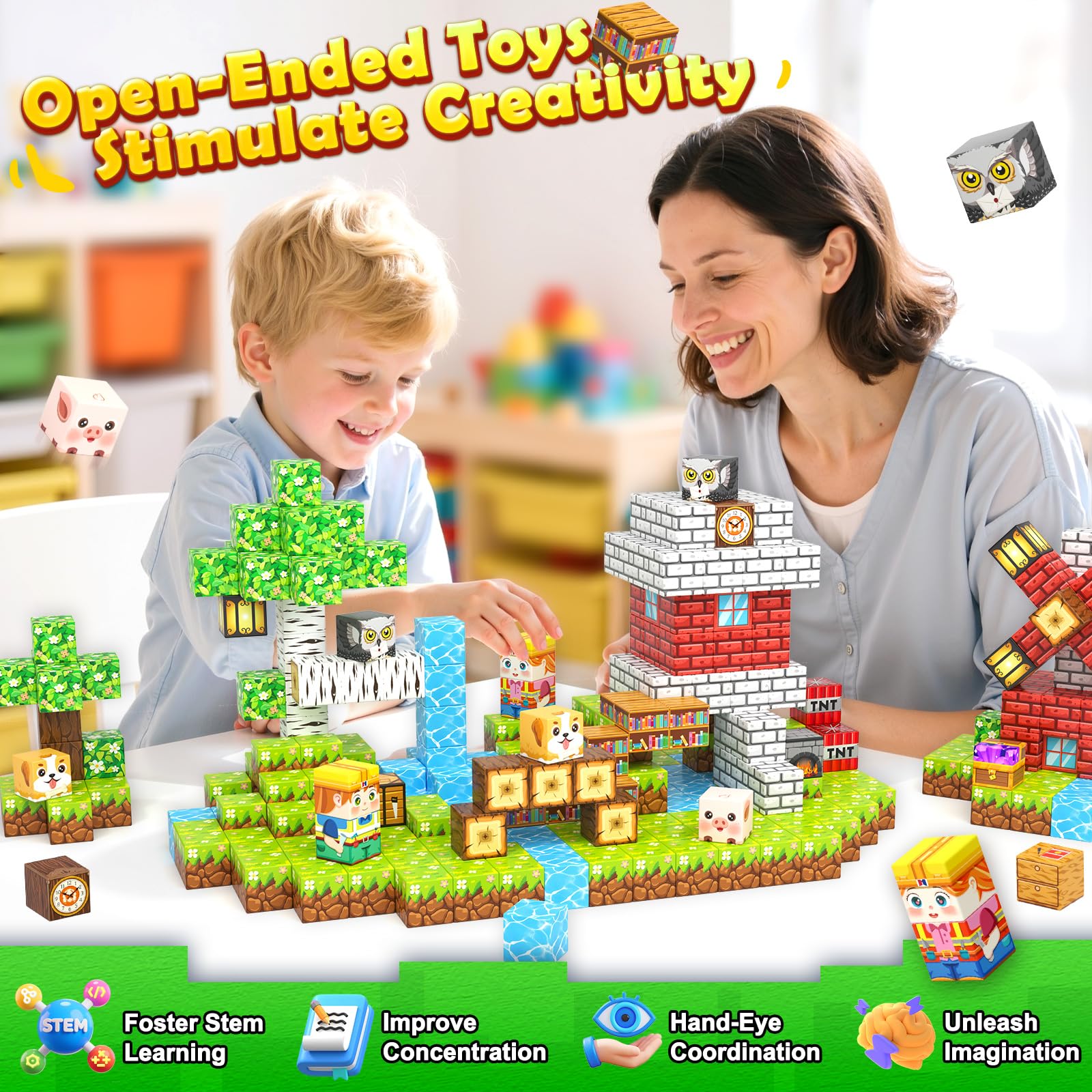 Magworld 100 PCS Magnetic Blocks Forest Set Building Toys for Kids