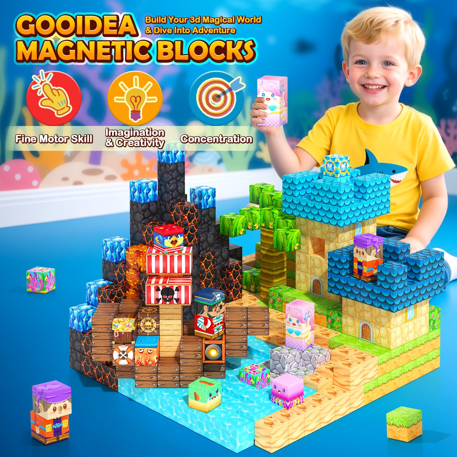 Magworld Magnetic Blocks - 150PCS Magnetic Building Blocks Magnet Toys for Kids