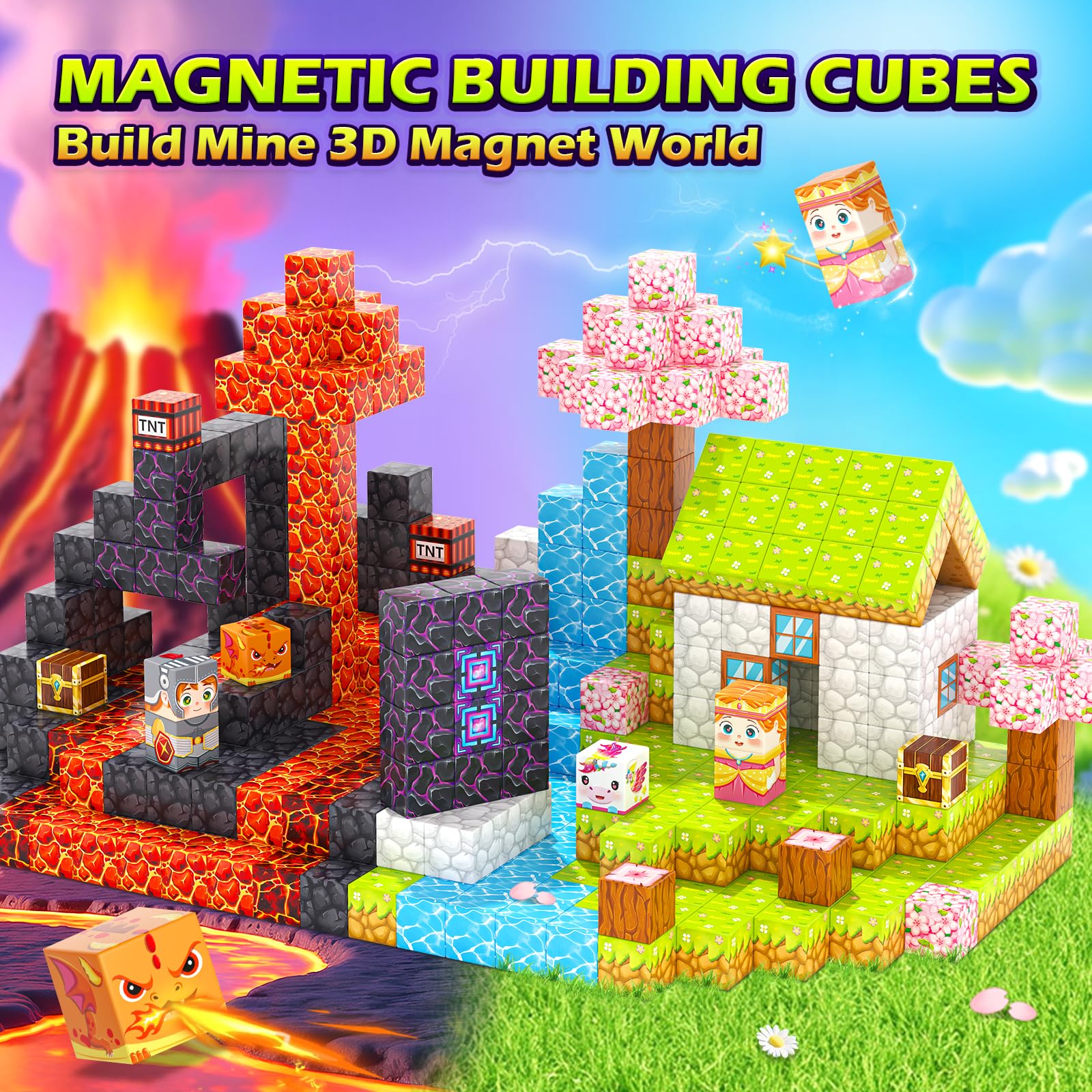 Magworld 100PCS Magnetic Blocks Toddler Outdoor STEM Toys for Kids