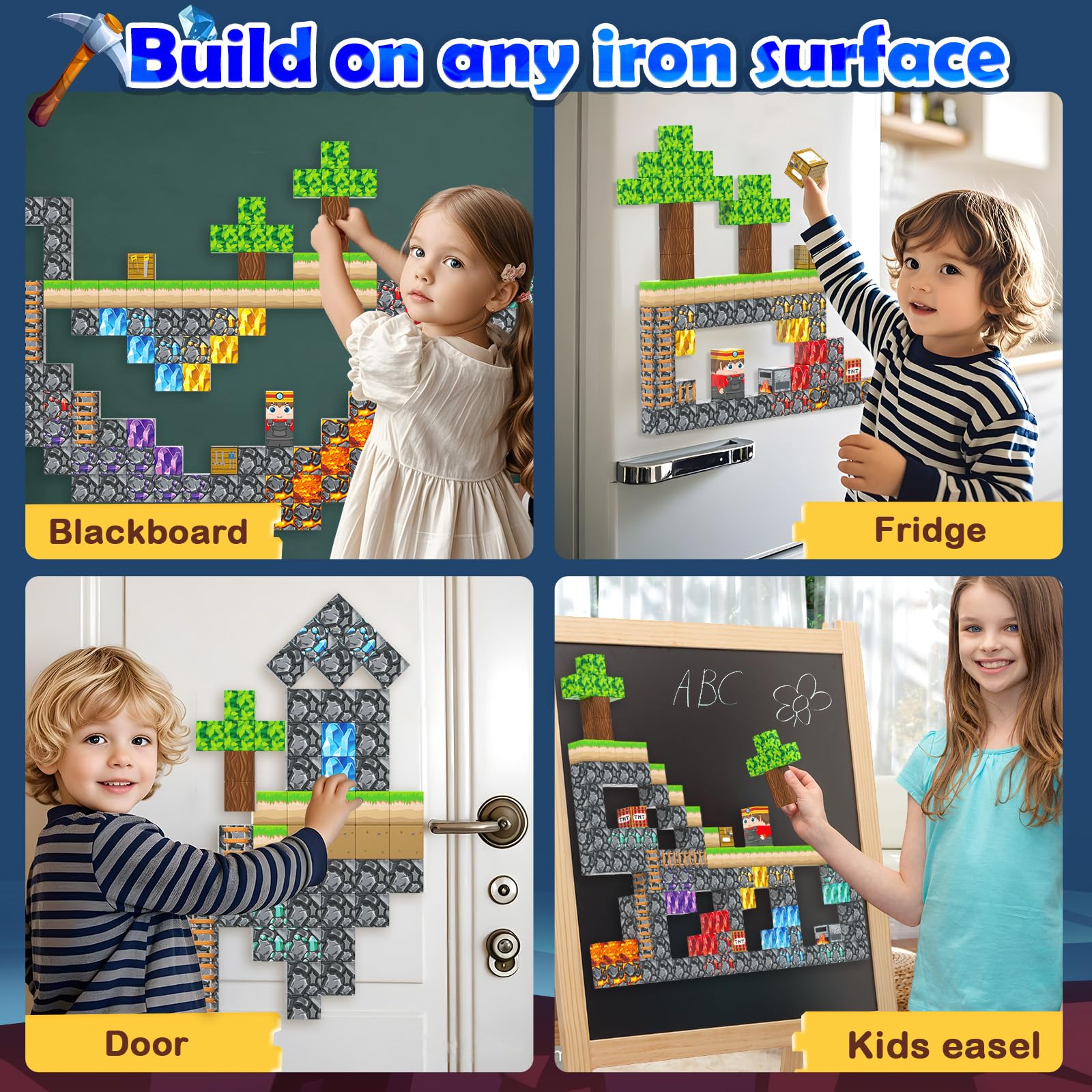 Magworld Magnetic Blocks 100PCS Magnetic Building Cubes Crystal Mine Cave Inspired Playset