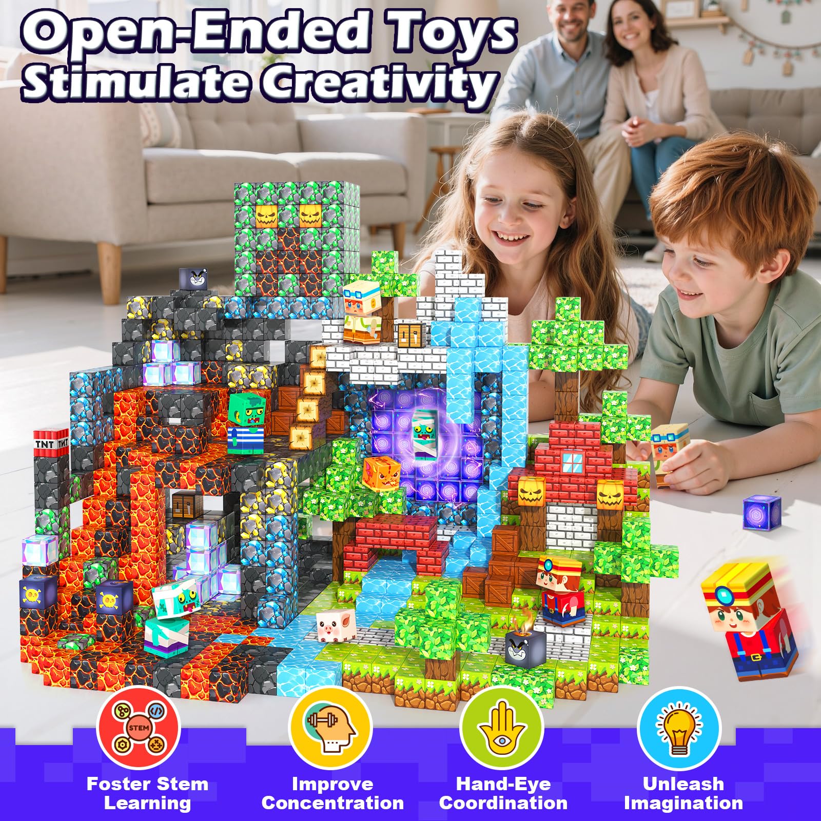 Magworld Magnetic Blocks 150 PCS Forest Set STEM Learning Toys for Toddlers Birthday, Classroom, outdoor