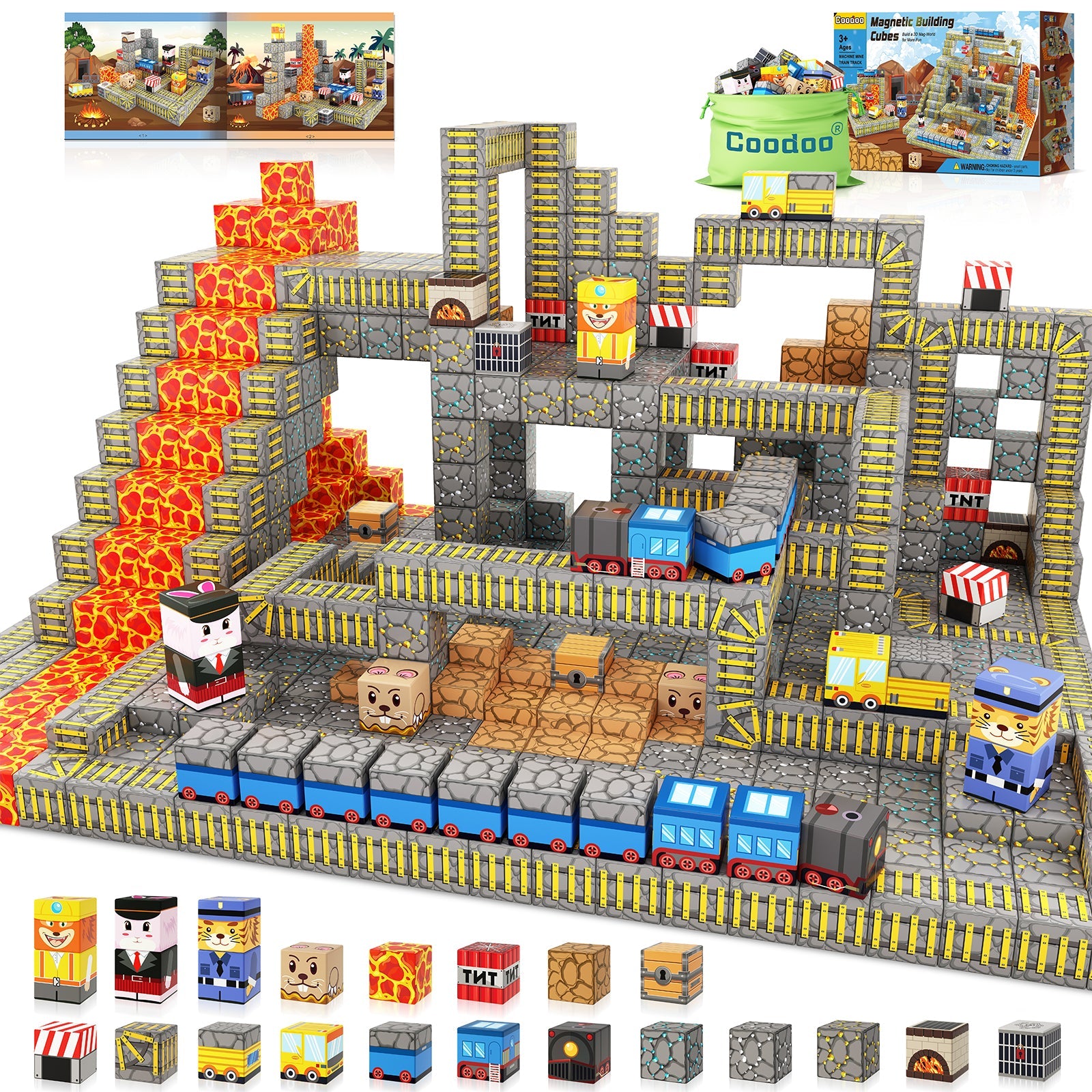 Magworld Magnetic Cubes Train Track Set 84PCS Mine Magnet World-Coodoo