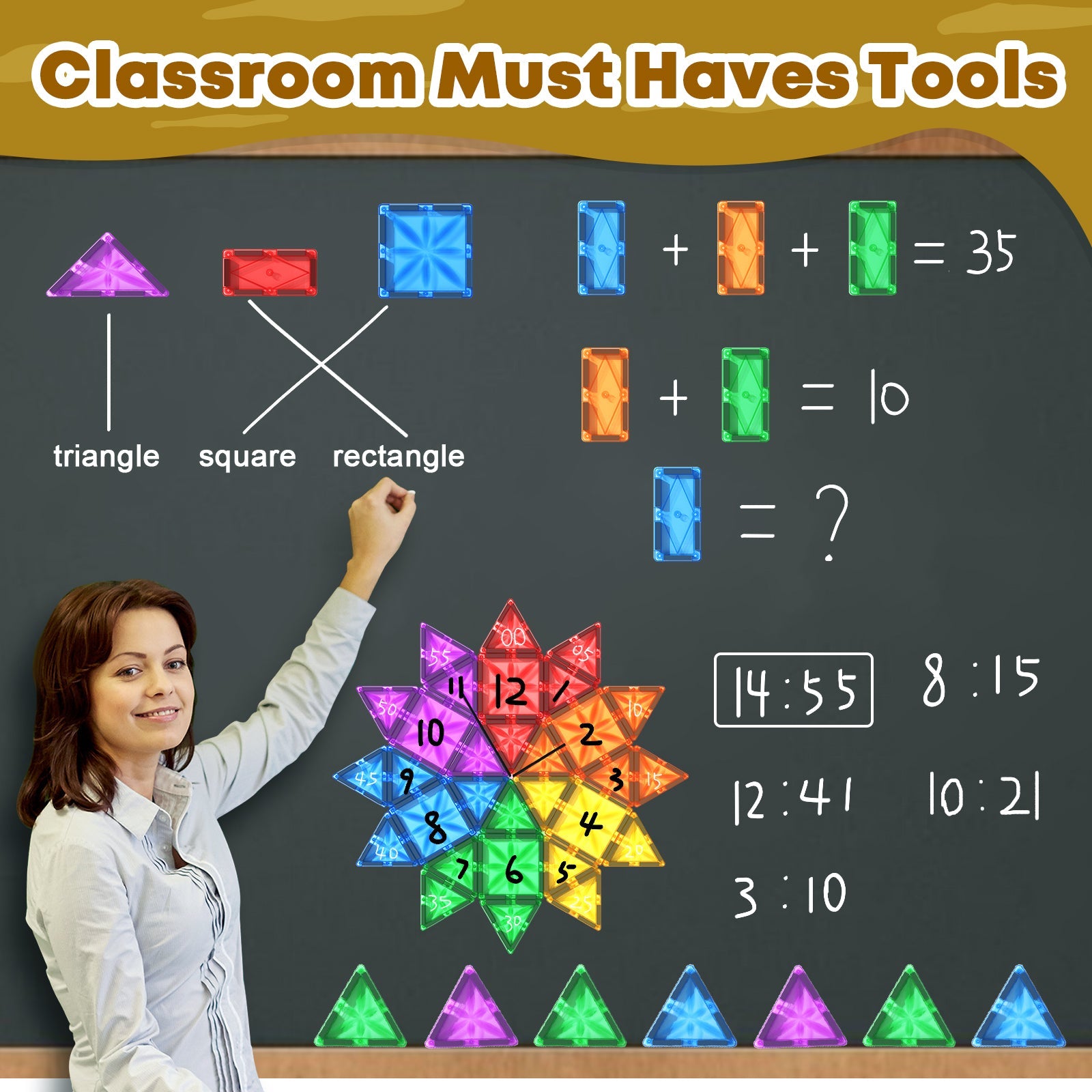 50PCS Diamond Magnetic Tiles