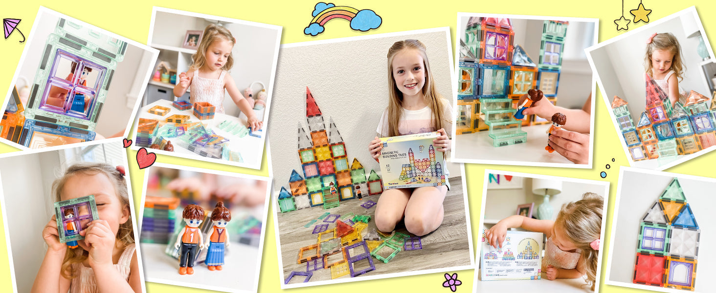 82PCS Magnetic Tiles with Dolls Building Toys Set-Soyee