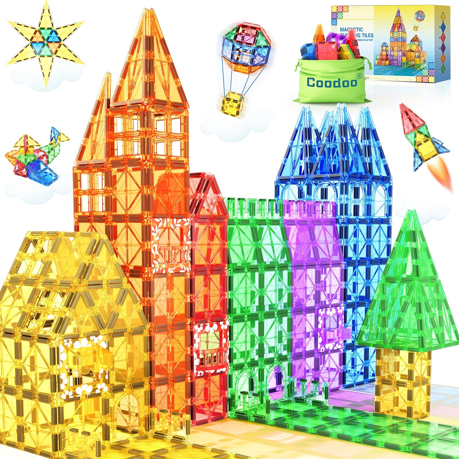 60PCS Magnetic Tiles Starter Set