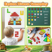 100 PCS Magworld  Magnetic Blocks with Farm Animals Toys, Build Mine Magnet World Set
