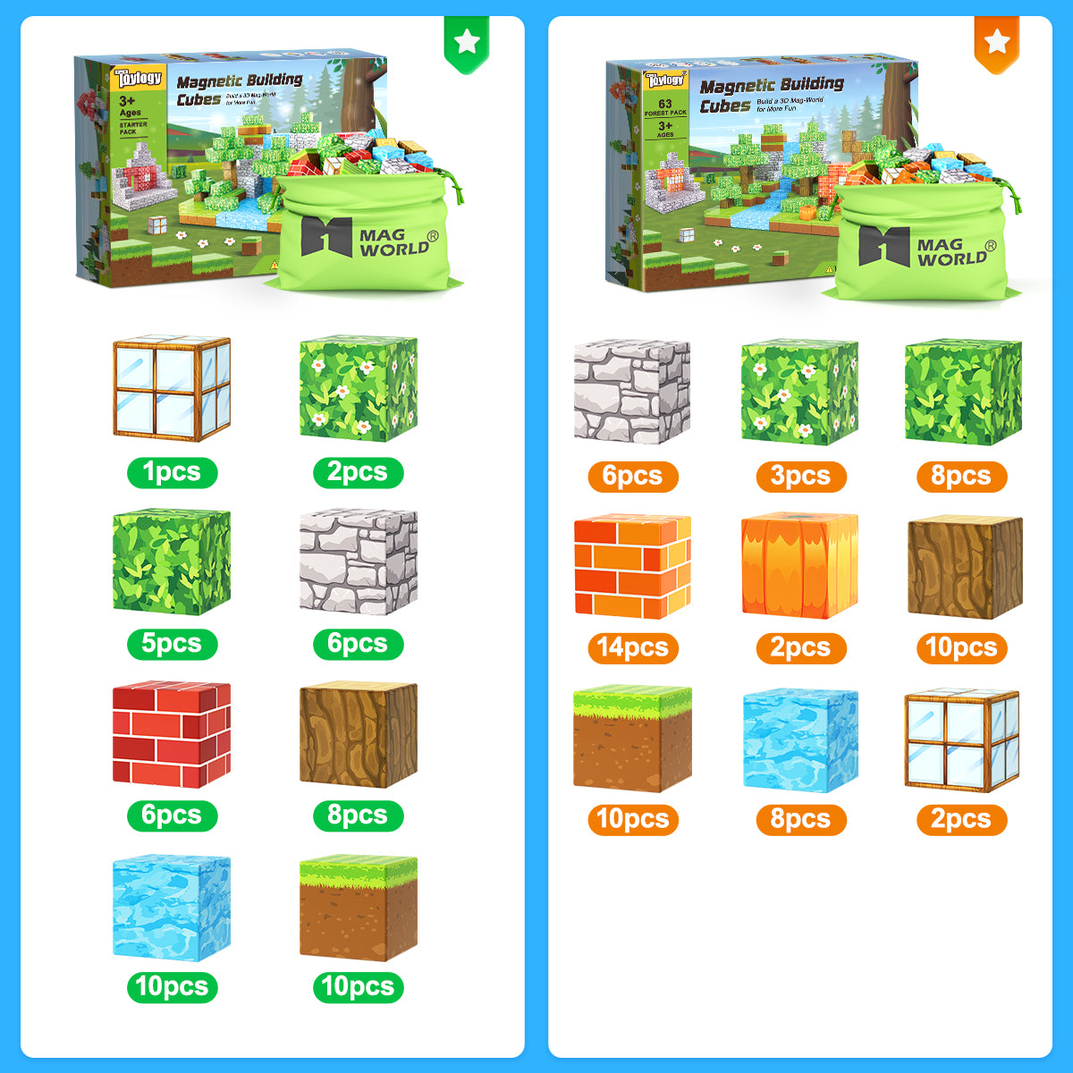 111 PCS Magworld Magnetic Cubes Forest and Pumpkin 2 in 1 Building Blocks