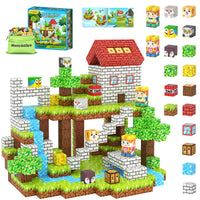 100 PCS Magworld  Magnetic Blocks with Farm Animals Toys, Build Mine Magnet World Set