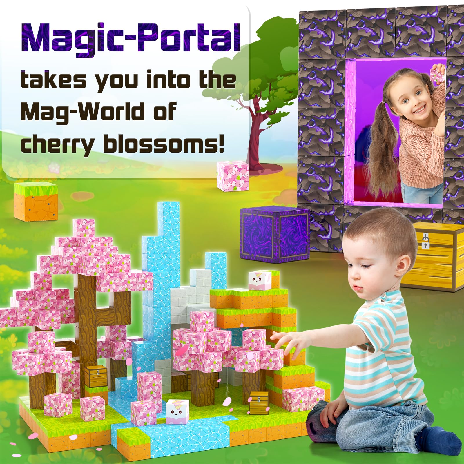 Magworld Magnetic Cubes Cherry Blossom Set 54PCS Mine Magnet World