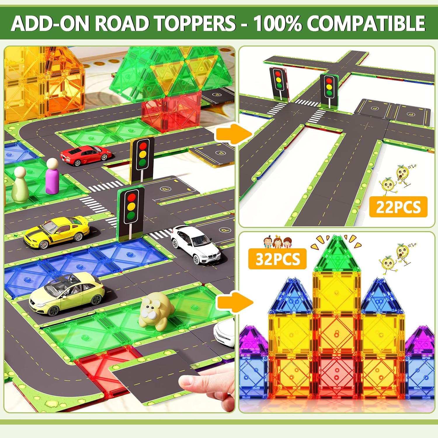 56PCS Road Toppers Playset