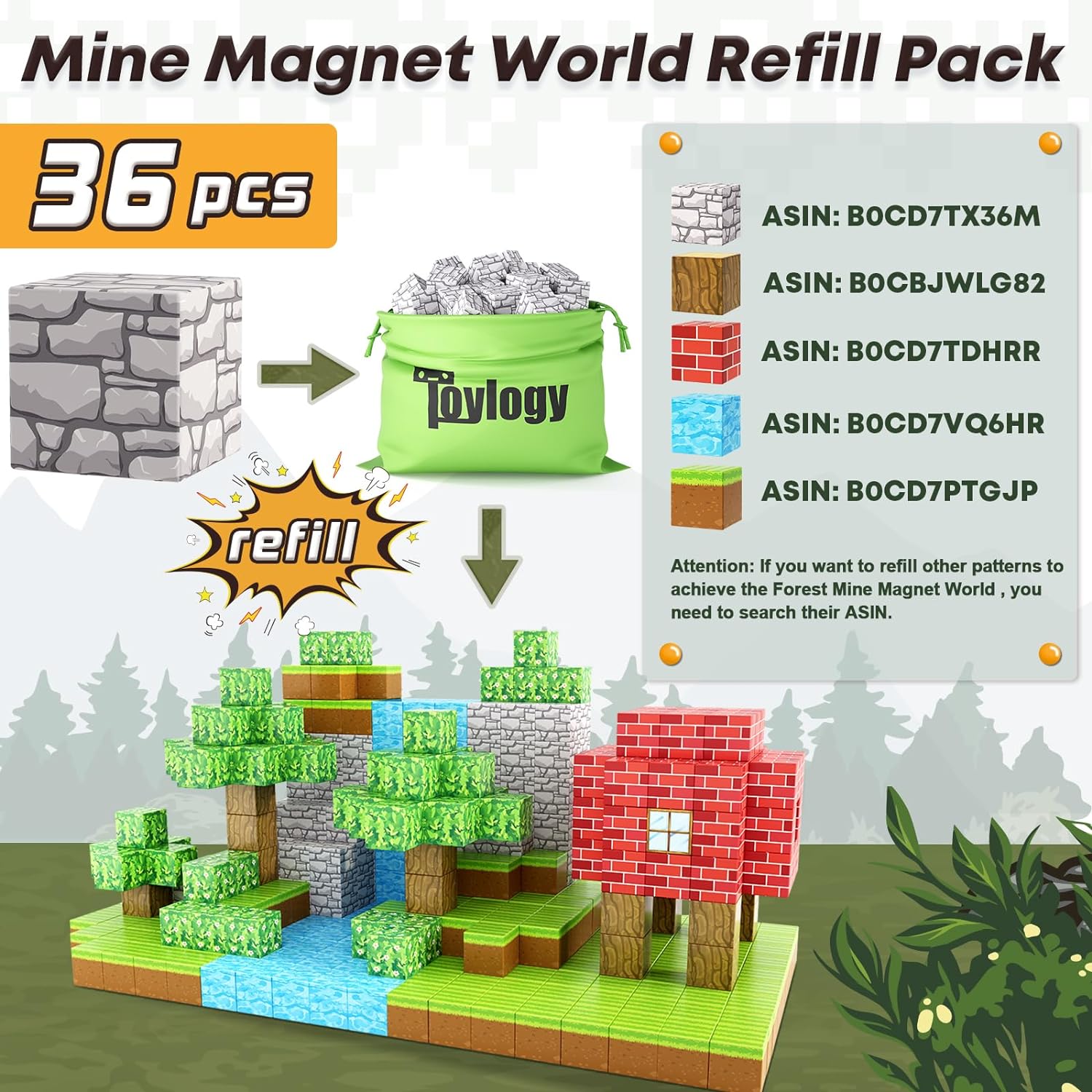 Magworld Magnetic Cubes Rock 36PCS Mine Magnet World