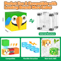 100 PCS Magworld  Magnetic Blocks with Farm Animals Toys, Build Mine Magnet World Set