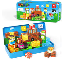 Magworld 80pcs Magnetic Blocks Travel Toys with Portable Metal Tin - STEM Magnet Building Blocks Toddler Toys