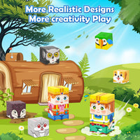 100 PCS Magworld  Magnetic Blocks with Farm Animals Toys, Build Mine Magnet World Set