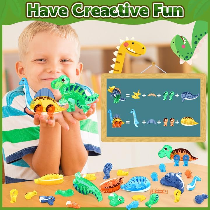 48PCS  3D Movable Dinosaurs Magnetic Tiles