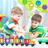 78PCS Magnetic Tiles with 2 Cars Boys Toys-Soyee