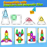 Soyee Mini Travel Magnetic Tiles 60PCS with Metal Tin Case Toddler Kids Toys Travel Essentials, Toddler Travel Toys Portable STEM Building Blocks Compatibility with Regular Size Magnetic Tiles