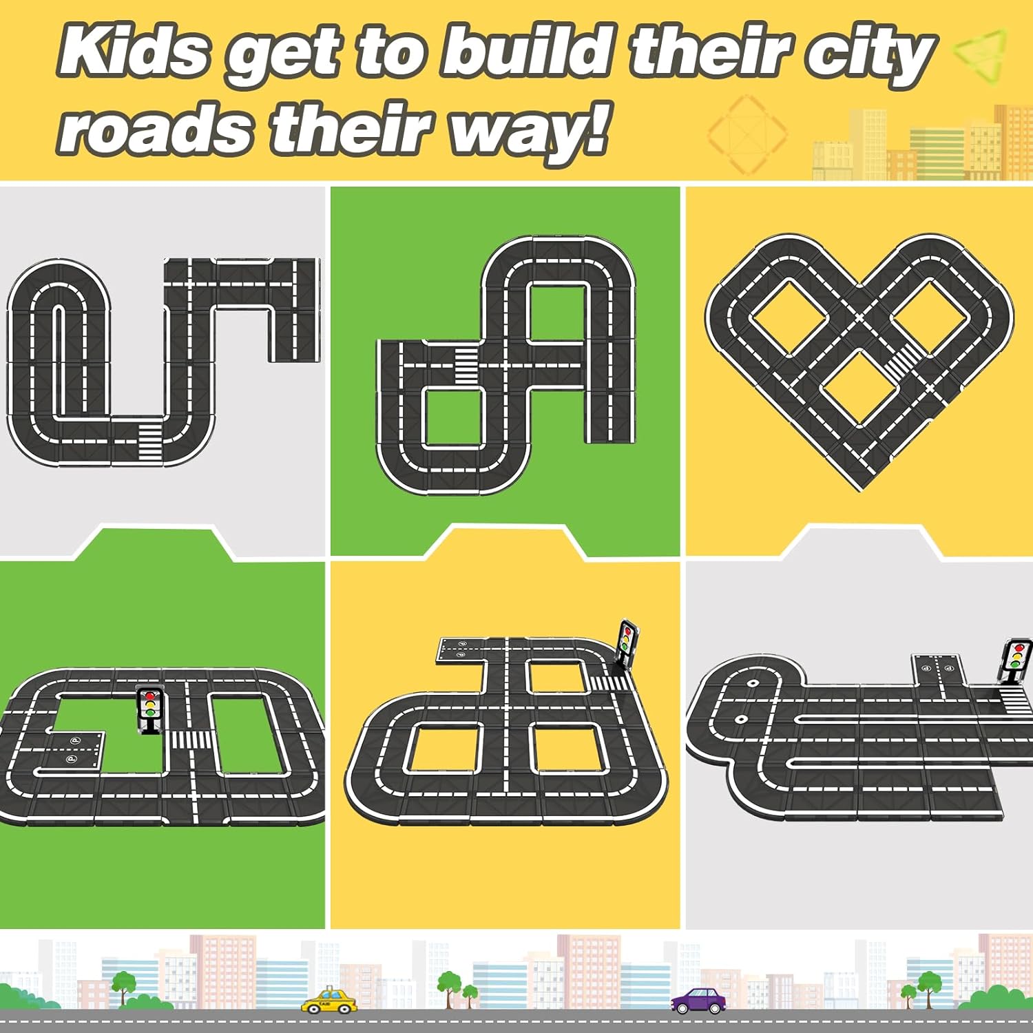 40PCS City Road Set Magnetic Tiles