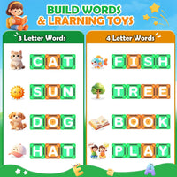 Magnetic Tiles Learn Letters Magnetic Building Blocks for Kids Ages 3-12 Double-Sided Uppercase & Lowercase Magnetic Letter Preschool Learning Toys, Educational STEM Toys & Back to School Supplies