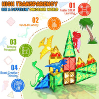 48PCS Dinosaur Toys Magnetic Tiles-Coodoo