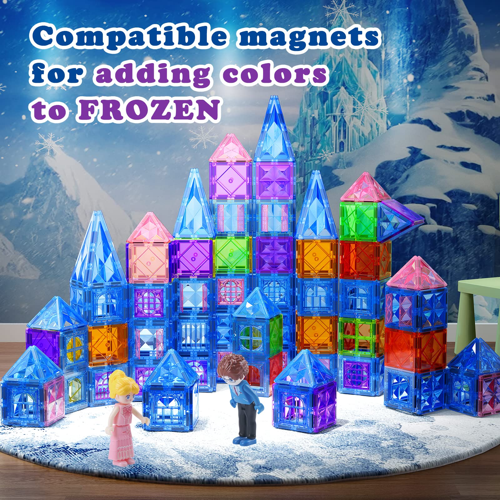 102PCS Diamond Magnetic Tiles Frozen Toys