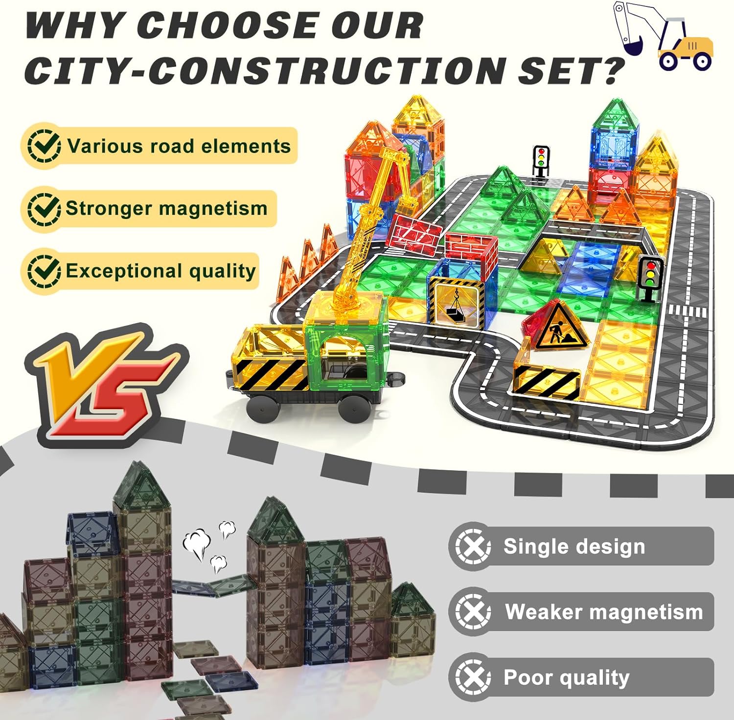 40PCS Creane Construction Toys Set Mangetic Tiles