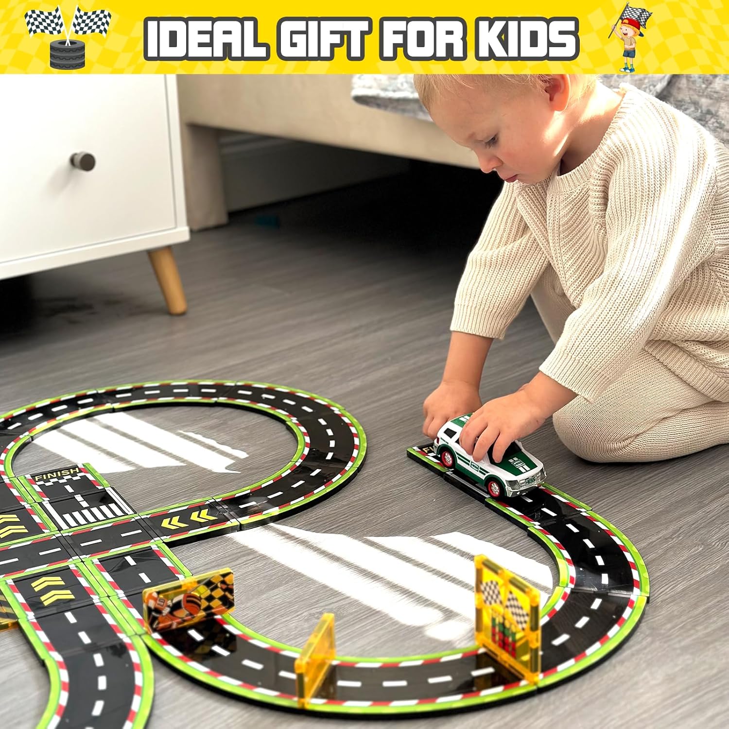 24PCS Racing Track & City Road Set Magnetic Tiles