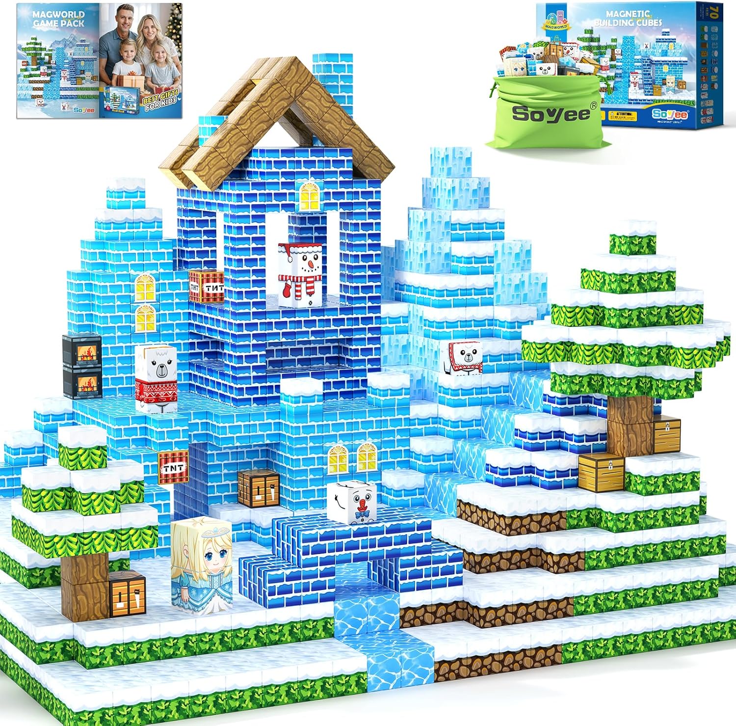70 PCS Magworld  Magnetic Blocks Frozen Toys for Girls & Boys-Soyee