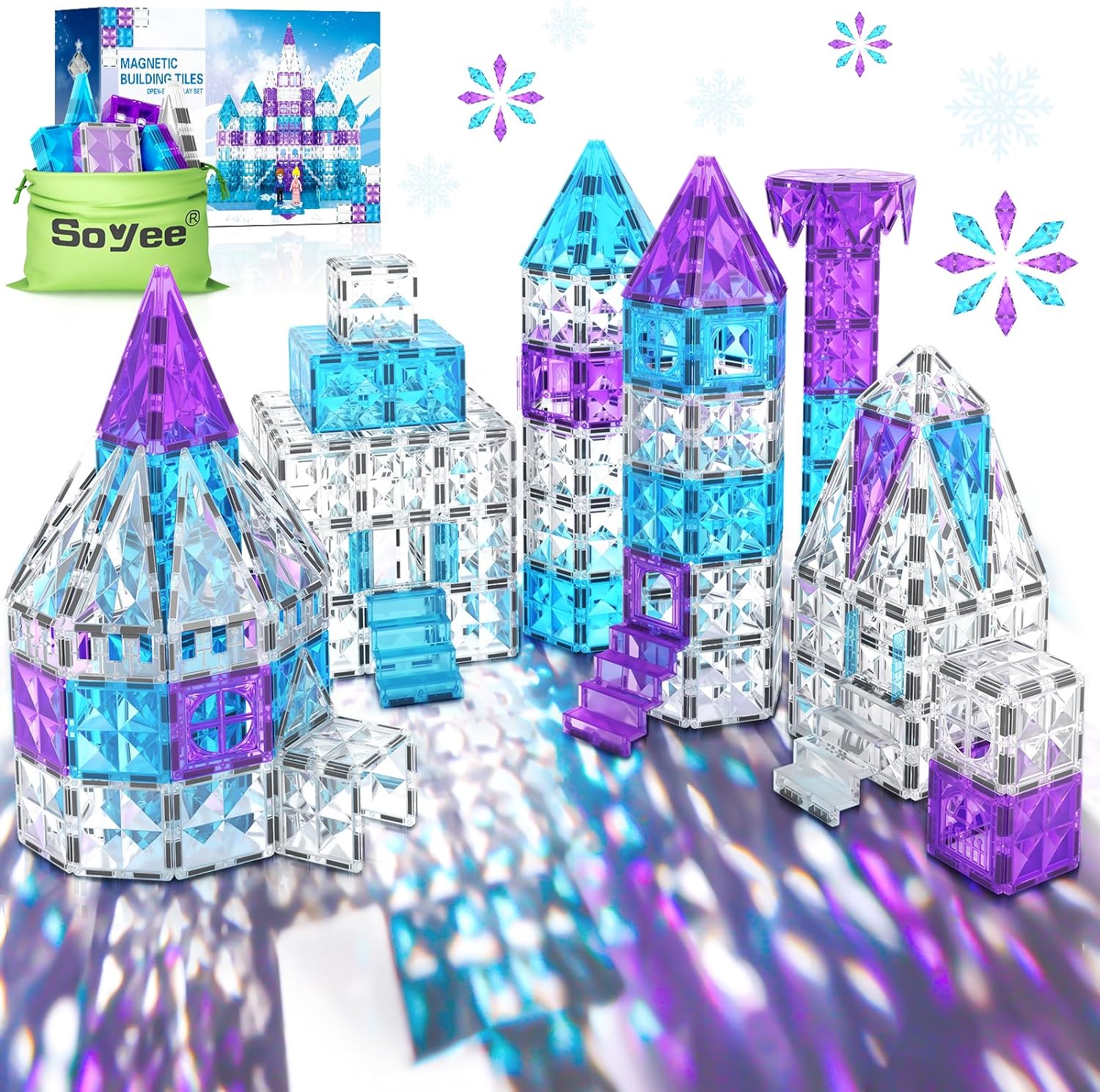 102PCS Frozen Princess Castle Toys Set Magnetic Tiles