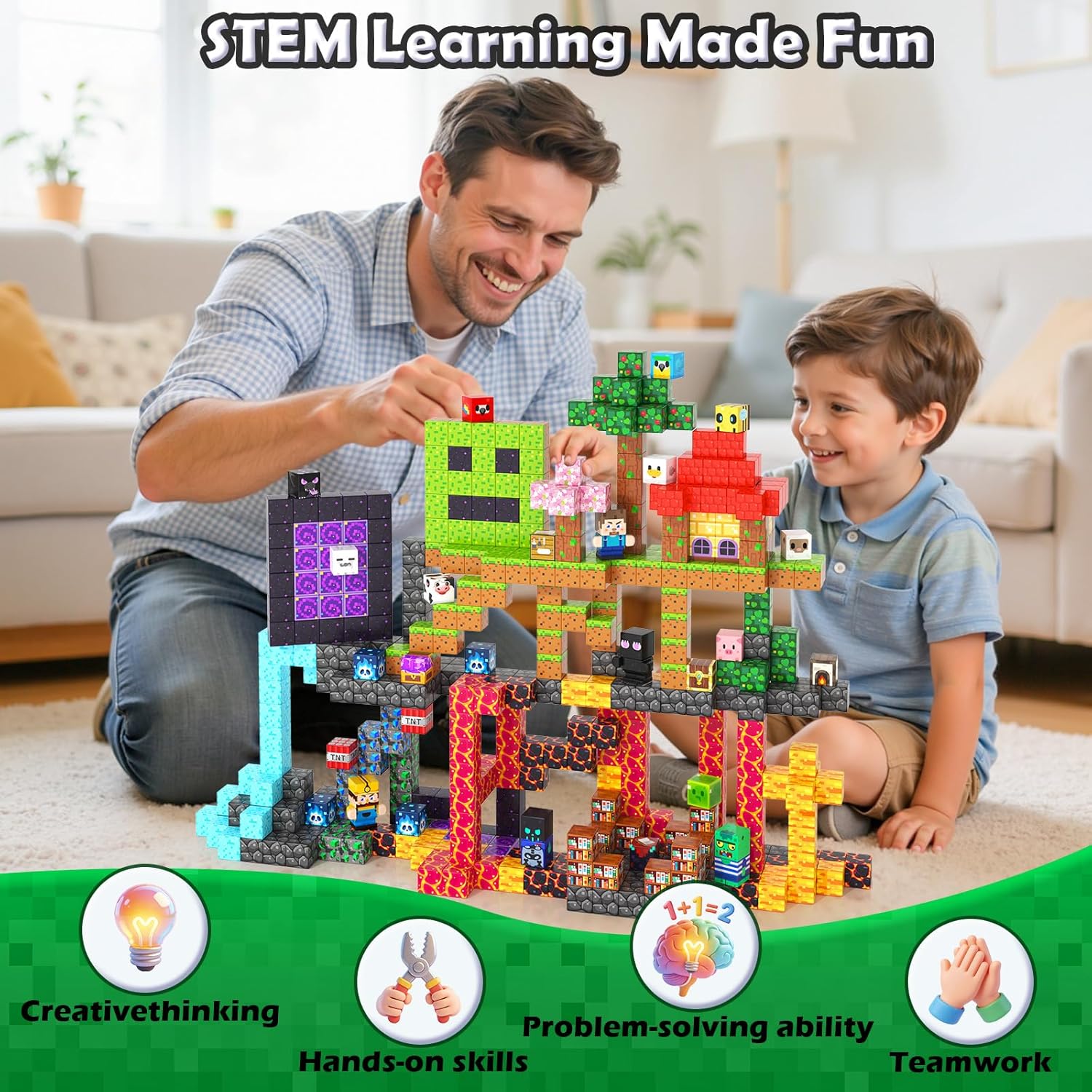 Imagiomo 500PCS Magnetic Blocks for Kids Ages 4-8, Magnetic Building Blocks Cubes with Storage Box, STEM Educational Sensory Toys, Christmas Birthday Gifts for Boys & Girls