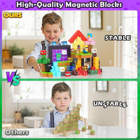 Imagiomo 500PCS Magnetic Blocks for Kids Ages 4-8, Magnetic Building Blocks Cubes with Storage Box, STEM Educational Sensory Toys, Christmas Birthday Gifts for Boys & Girls