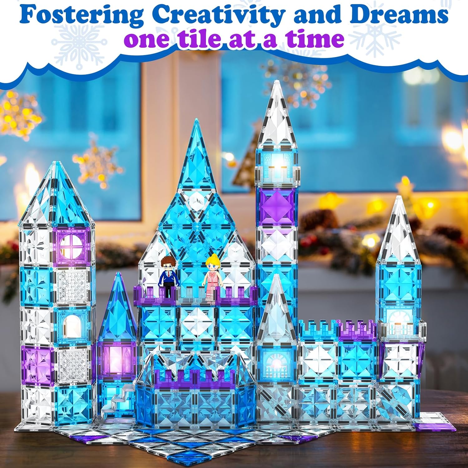 102PCS Frozen Princess Castle Toys Set Magnetic Tiles