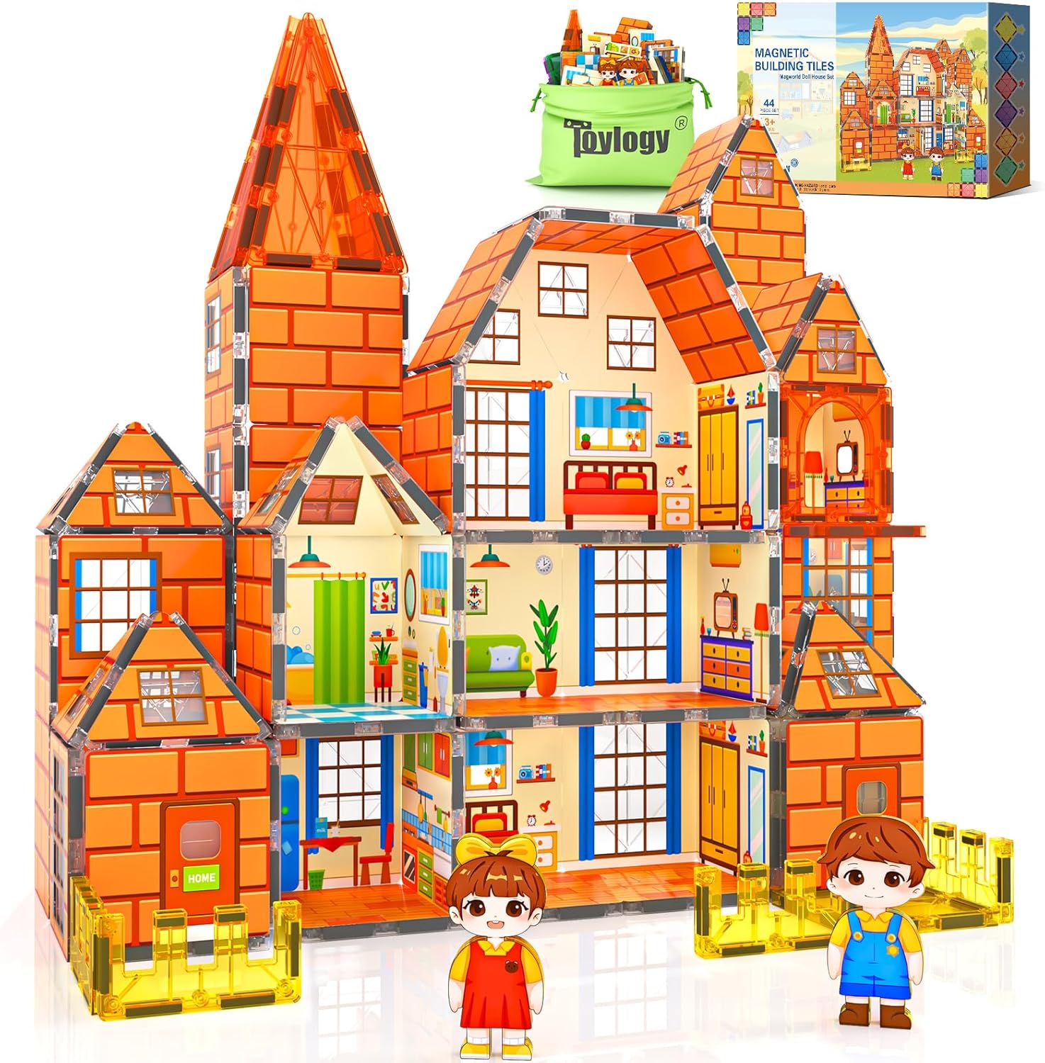 44PCS Doll House Magnetic Tiles