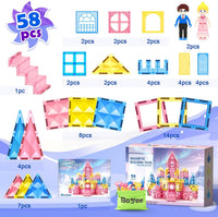 Diamond Magnetic Tiles Princess Castle Building Girls Toys Ages 3-12 Games
