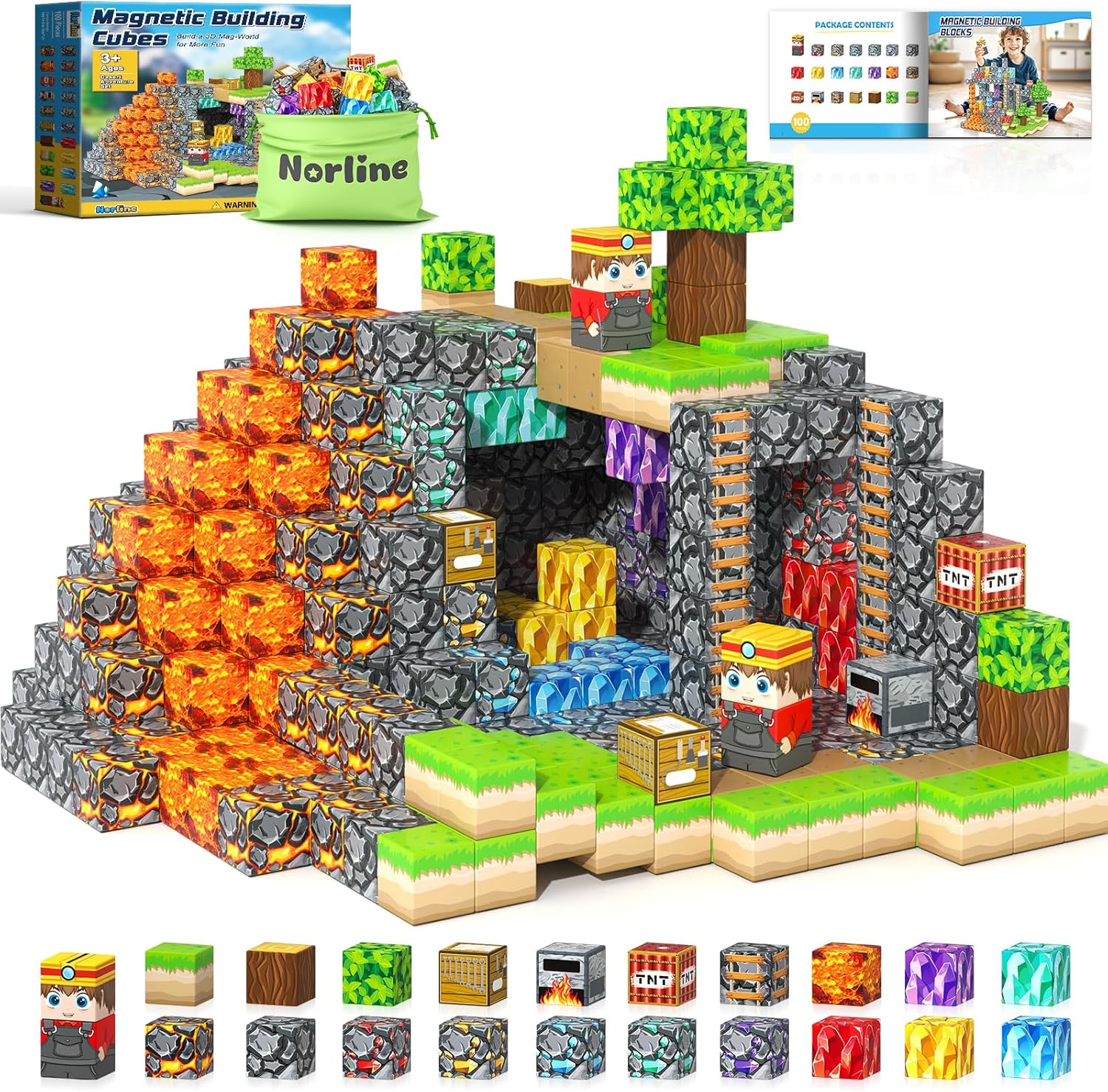 Magworld Magnetic Blocks - 100PCS Crystal Cave Adventure