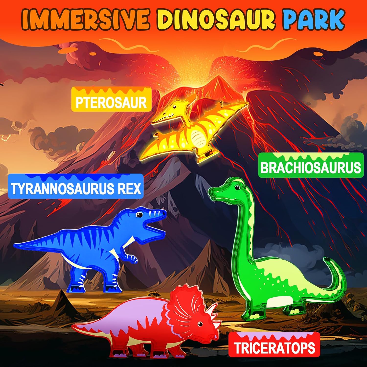 48PCS Dinosaur Toys Magnetic Tiles