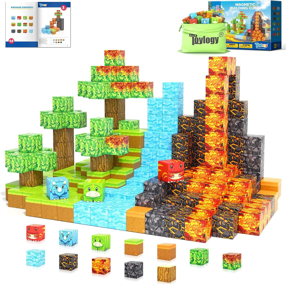 Volcano Cube Top-Quality Magworld Magnetic Blocks for Kids | Safe & Fun Play
