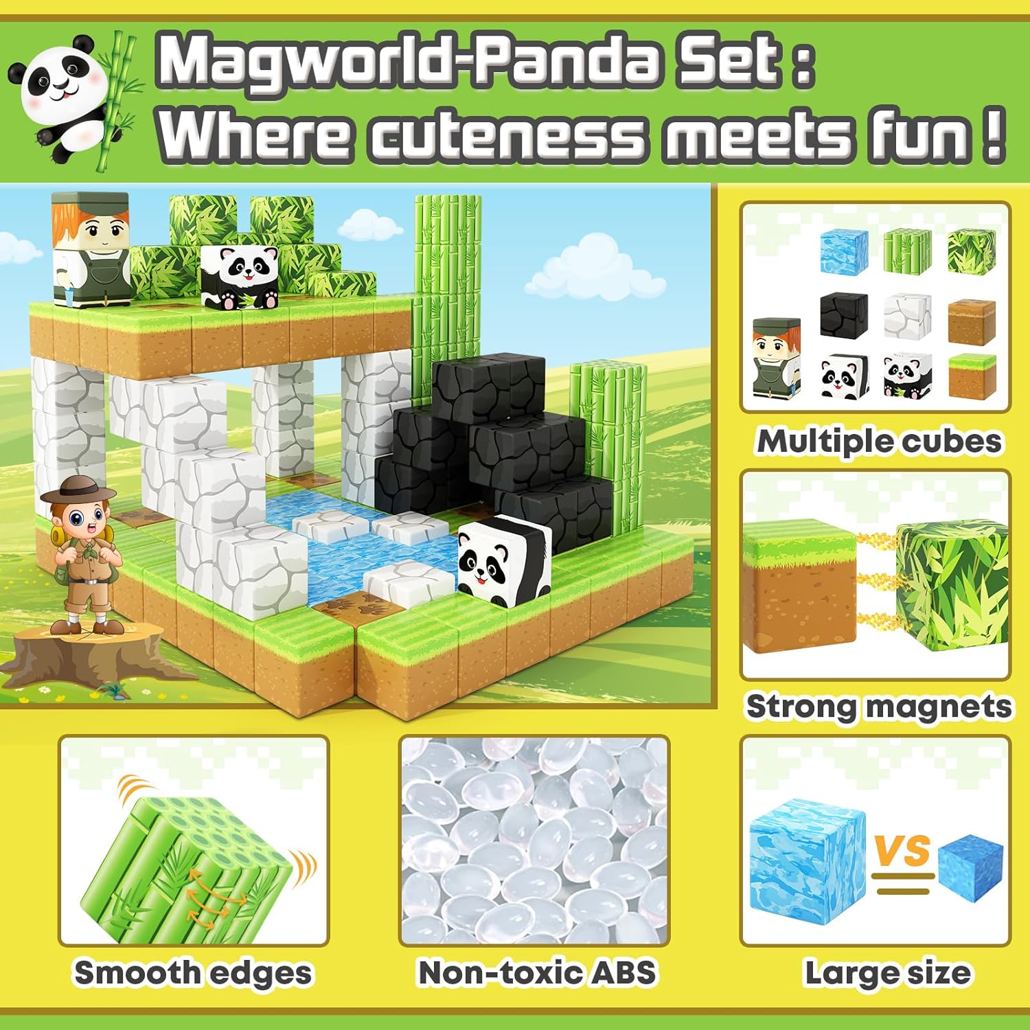 Magworld Magnetic Cubes Panda Set 70PCS Mine Magnet World