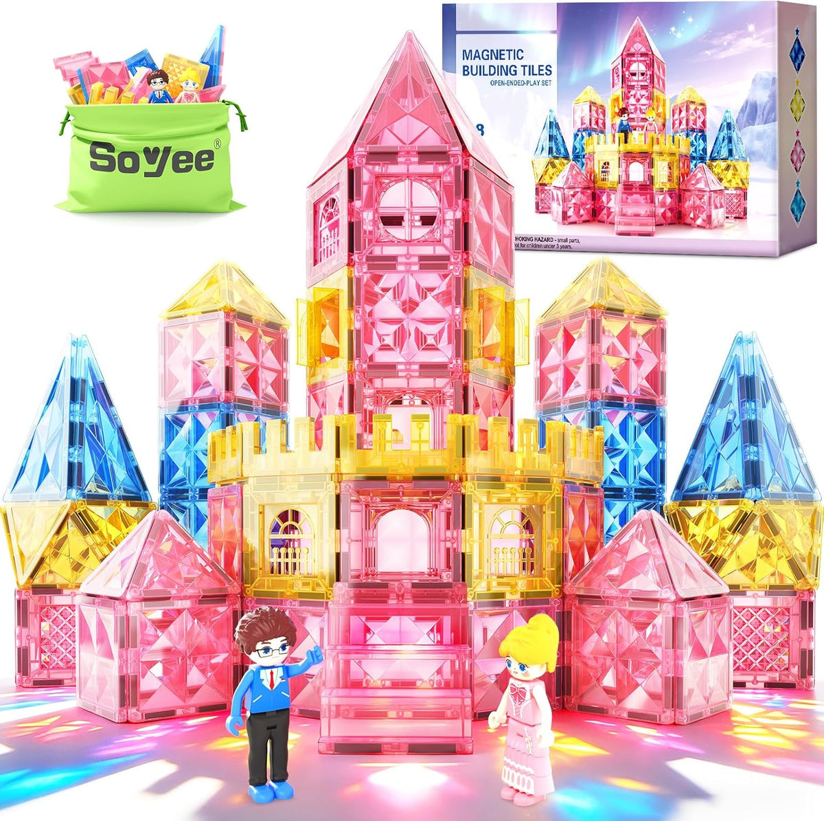 Diamond Magnetic Tiles Princess Castle Building Girls Toys Ages 3-12 Games