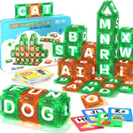 Magnetic Tiles Learn Letters Magnetic Building Blocks for Kids Ages 3-12 Double-Sided Uppercase & Lowercase Magnetic Letter Preschool Learning Toys, Educational STEM Toys & Back to School Supplies