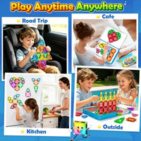 Soyee Mini Travel Magnetic Tiles 60PCS with Metal Tin Case Toddler Kids Toys Travel Essentials, Toddler Travel Toys Portable STEM Building Blocks Compatibility with Regular Size Magnetic Tiles