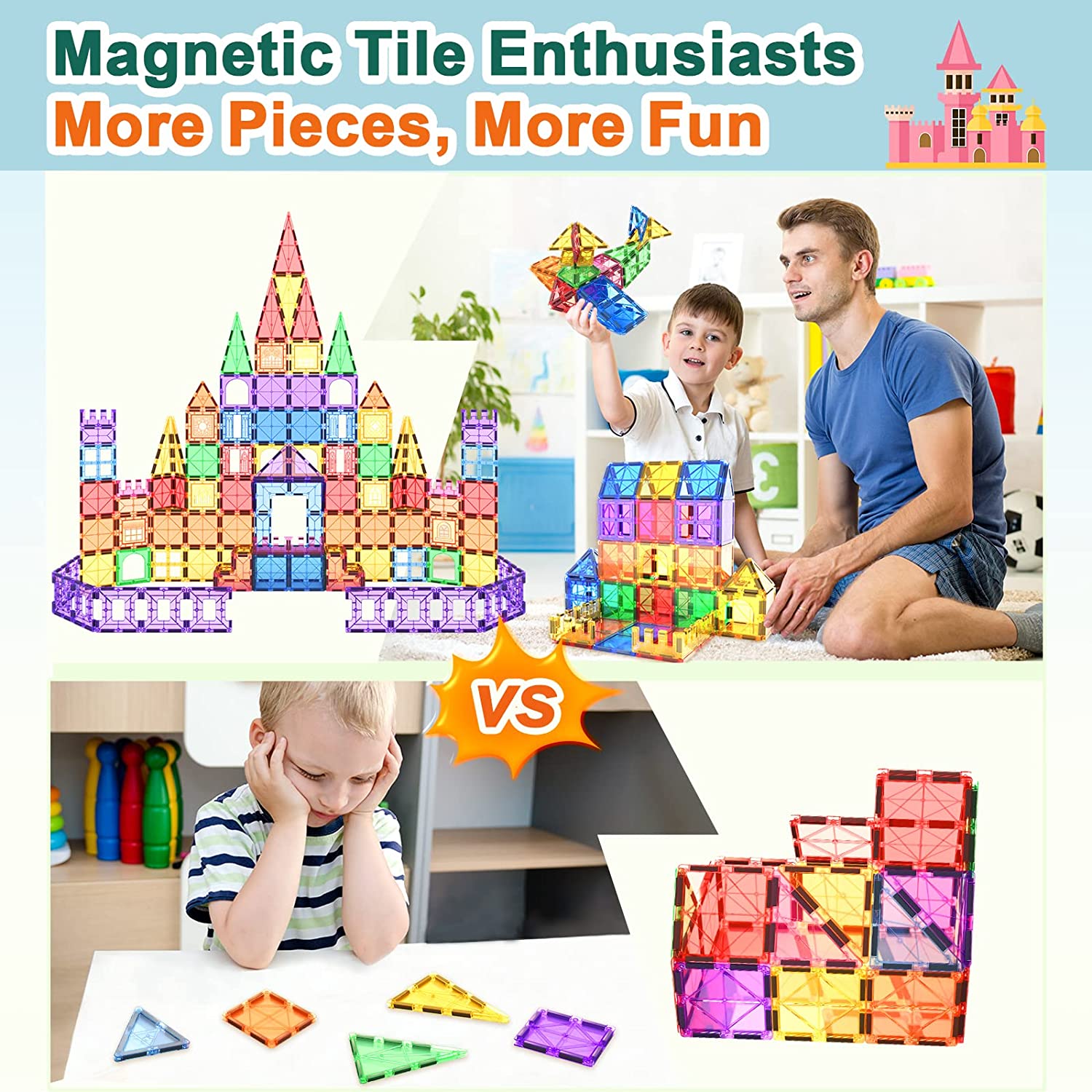 118PCS Magnetic Tiles With Window Clicks