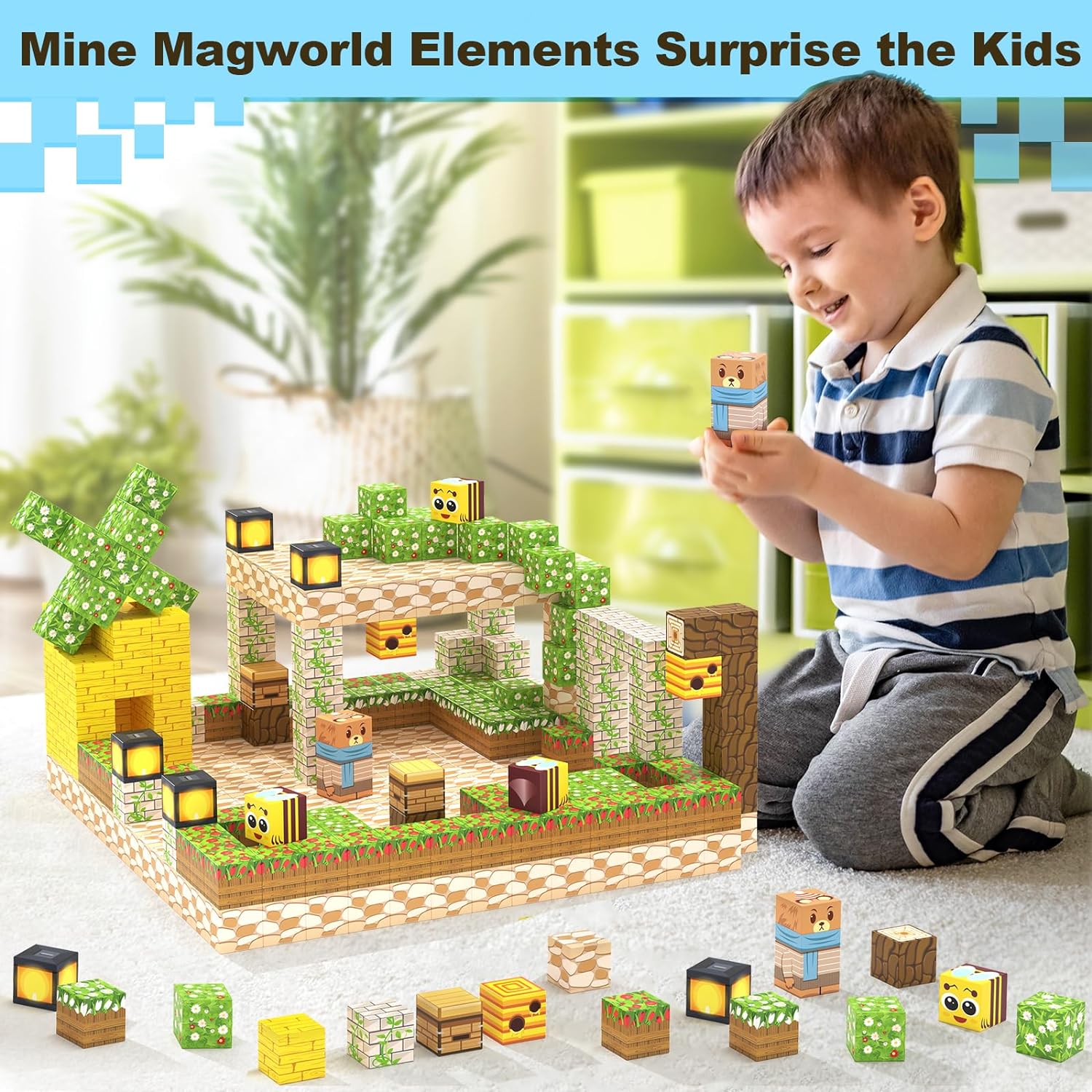 Magworld Magnetic Cubes Bee House Set 80PCS Mine Magnet World