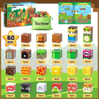 60PCS Magworld Magnetic Cubes Volcano Set Kingdom & Lava World Magnetic Blocks-Soyee