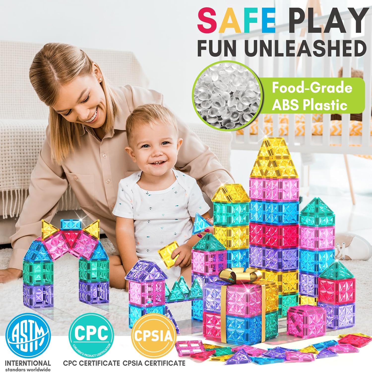 36PCS Candy Color Magnetic Tiles Playset