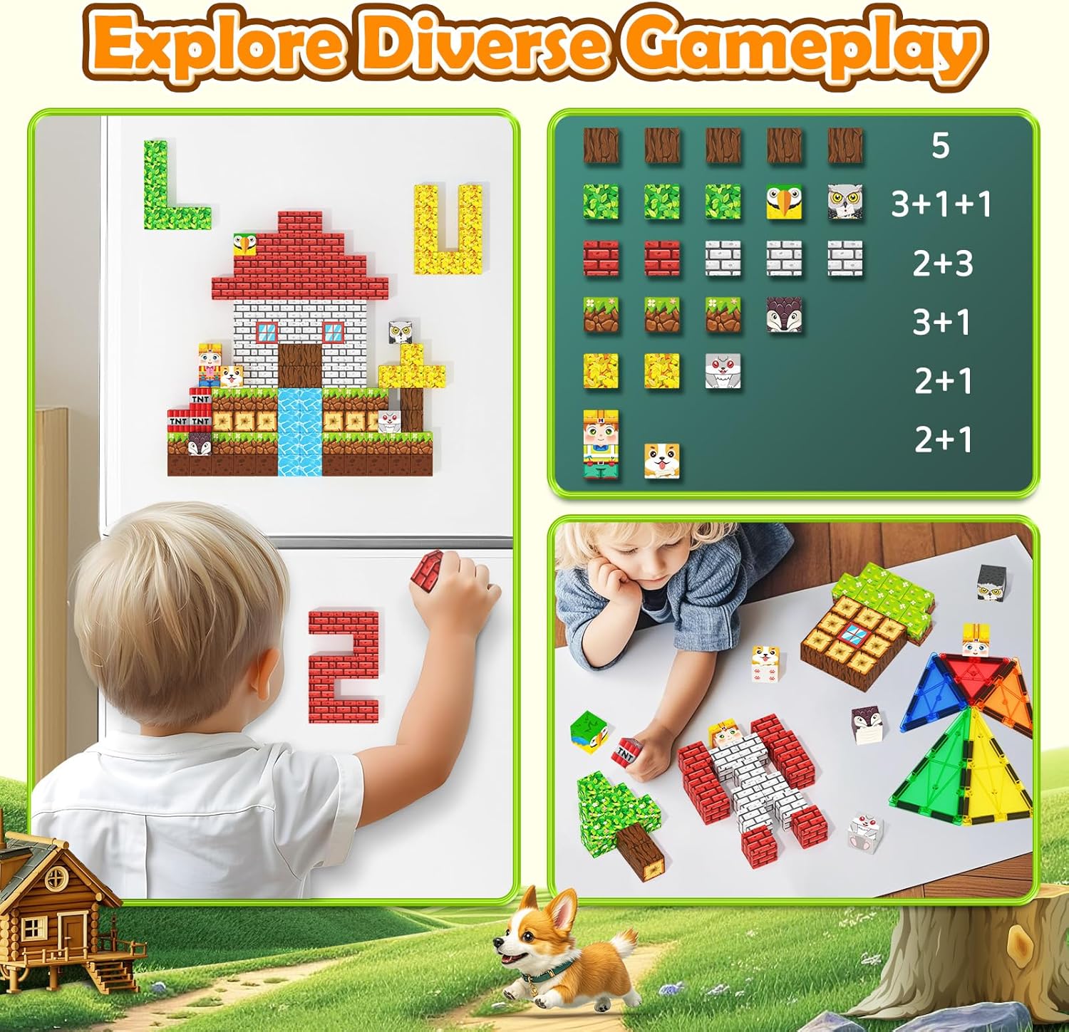 Magworld 150PCS Magnetic Blocks with Forest Animals Toys STEM Montessori Sensory Kids Gifts