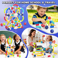 Magnetic Toys for 3 Year Old Boys & Girls, 46pcs Stem Activities & Montessori Smart Sticks for Kids & Toddlers, Magnetic Building Blocks & Balls for Preschool Ages 3-5, Educational Gifts Set